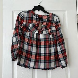 Jcrew women long sleeve multi color plaid blouse